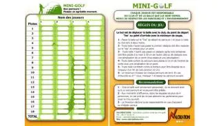 Cartons de score pour minigolf
