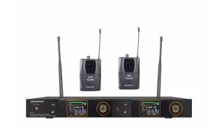 Ensemble double UHF avec 1 microphone à main et 1 micro-cravate