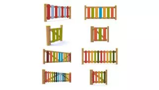 Clôture bois multicolore aire de jeux 1 à 12 ans