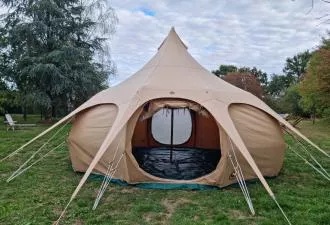 Tente de glamping Lotus Belle Hybrid Deluxe 5 m couleur Sable : Prête à l’emploi